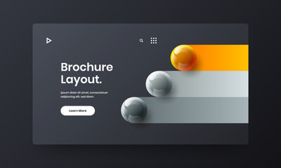 Premium flyer vector design layout. Isolated realistic spheres magazine cover concept.