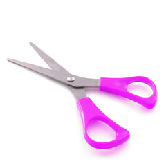 purple scissors isolated on a white background with shadows