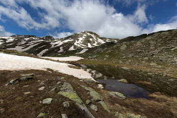 View of Ziule lake in Aosta valley