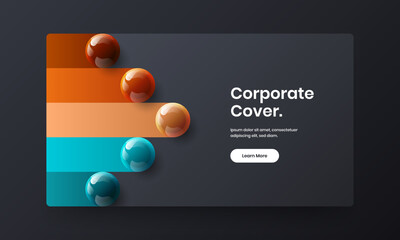 Premium 3D spheres company identity layout. Minimalistic corporate brochure vector design concept.