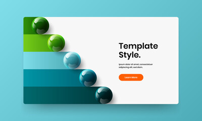 Trendy 3D balls company identity template. Amazing horizontal cover vector design layout.