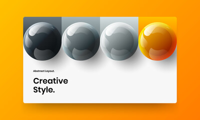 Unique website design vector layout. Vivid realistic balls corporate identity concept.