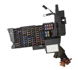 Automotive fuses box in different colors and each color is responsible for the specific value of the protection defined in amperes. Catalog of spare parts.