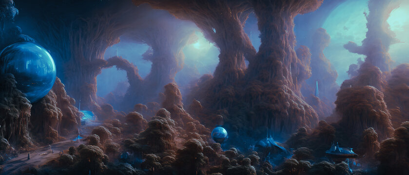 Artistic concept painting of a sci-fi landscape
