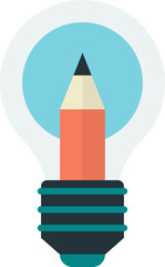 light bulb and pencil illustration in minimal style