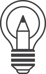 light bulb and pencil illustration in minimal style