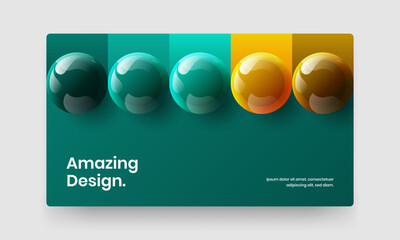 Trendy site screen vector design template. Creative realistic spheres landing page layout.