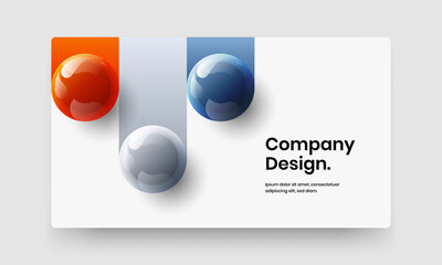Abstract company cover design vector layout. Clean 3D balls front page illustration.