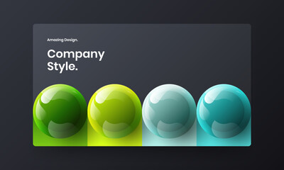 Bright brochure vector design template. Isolated realistic balls corporate cover concept.