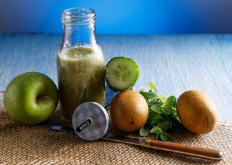 Homemade vegan cucumber smoothie.