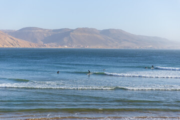 Longboard surfer at Imsouane, Morocco