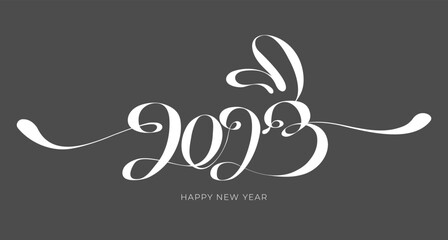 2023 New Year Rabbit Type Logo Vector