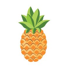 Pineapple fruit. Tropical fruit isolated on white background. Vector illustration cartoon flat icon.