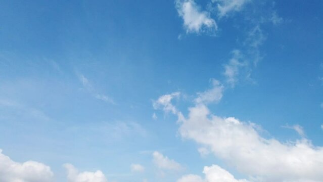 Time lapse white fluffy and beautiful cumulus clouds motion like a cotton  freedom smooth tranform many shapes on blue sky  in daytime beauty in  nature top view tropical  
