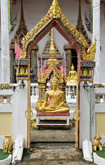 Golden Buddha statues in Buddhist temples for those who have faith to come to pay respect and worship in temples in Thailand.