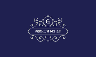 Vector logo design with place for text and initial G. Elegant monogram for restaurant, clothing brand, heraldry, business