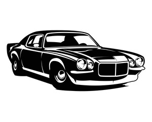 Plakat 1970s chevy camaro car logo isolated white background view from side. best for car industry, badge, emblem, icon. vector illustration available in eps 10.