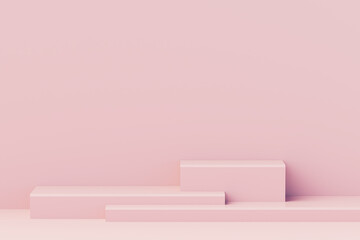 Minimal scene with composition empty cube pink pastel podium for product and abstract background. mock up geometric shape in pastel colors. 3d illustration