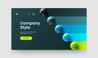 Fresh brochure design vector illustration. Geometric realistic balls company identity layout.