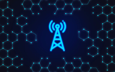 Life addicted to cyber connection. Radar antenna icon.