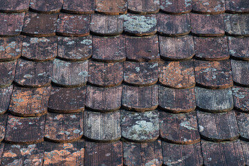 Ruined tiles on the old house.