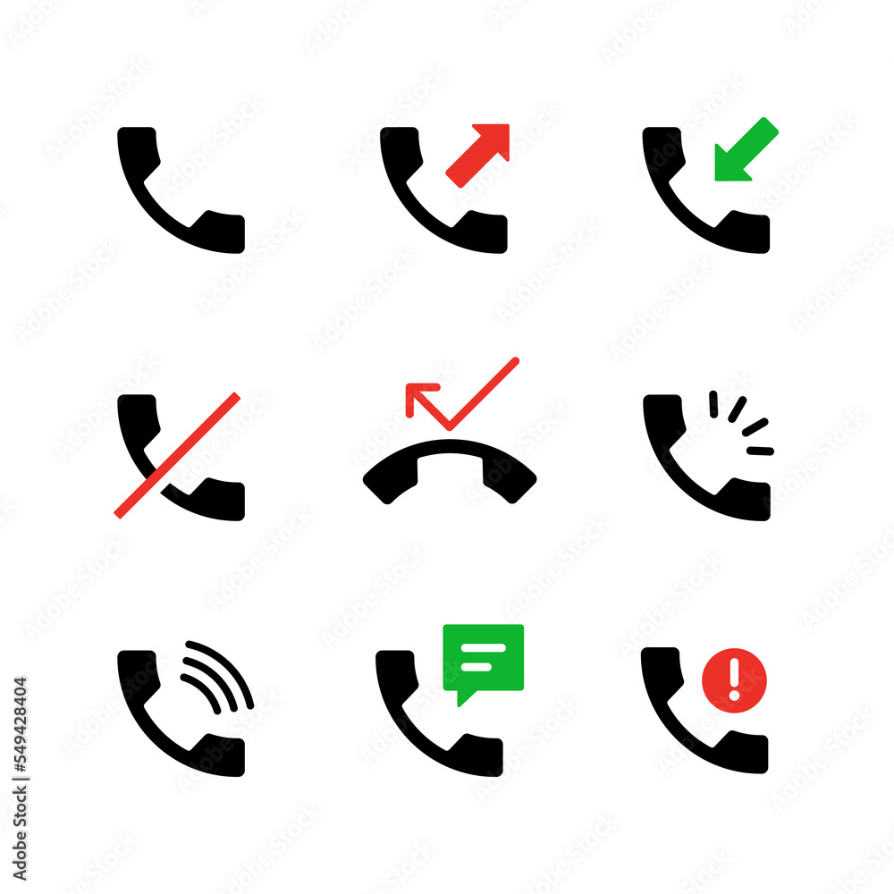 Poster phone dial icon set. suitable for design element of smartphone ui, incoming call symbol, and phone c