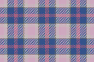 Plaid background, check seamless pattern in blue. Vector fabric texture for textile print, wrapping paper, gift card or wallpaper.