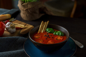 tomato soup with grissini