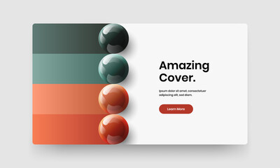 Simple horizontal cover vector design layout. Modern realistic spheres poster illustration.