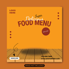 food social media post template for restaurant with table