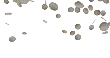 euro coins falling isolated.