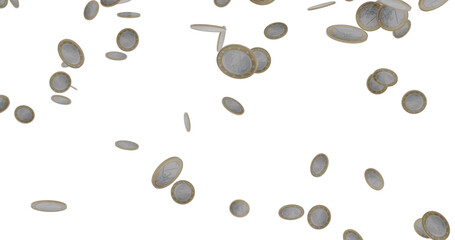 Flying euro coins money rain.