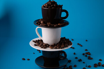 photo of a coffee bean and a cup