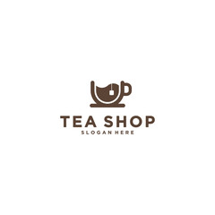 tea shop logo template in white background