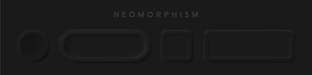 Black button Neumorphism design elements vector set, Button and Element for UI Web design or Application UI Design.