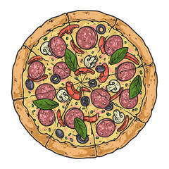 Hot pizza colorful vintage logotype