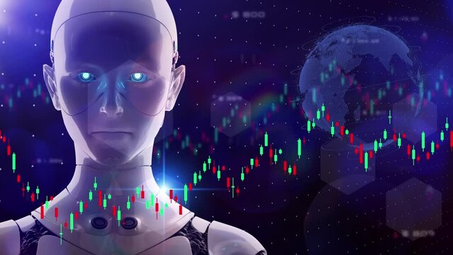 EA expert advisor, AI robot trading smart business investment digital world finance FOREX graph chart.