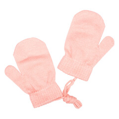 pink gloves for a baby girl isolated on a white background