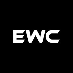 EWC letter logo design with black background in illustrator, vector logo modern alphabet font overlap style. calligraphy designs for logo, Poster, Invitation, etc.