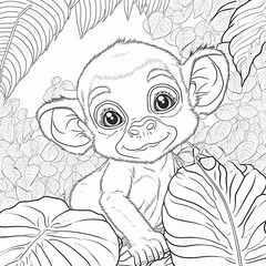 Obraz premium monkey coloring page.coloring book for children
