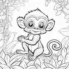 Fototapeta premium monkey coloring page.coloring book for children