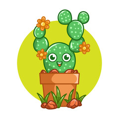 Happy cute Cactus on pot