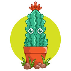 Happy cute Cactus on pot
