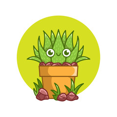 Happy cute Cactus on pot