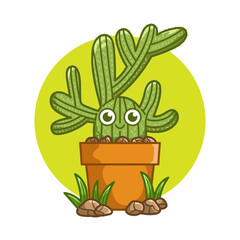 Happy cute Cactus on pot