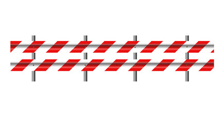 Long Red and White Road barriers, Under construction vector isolated on PNG transparent background, vector illustration.