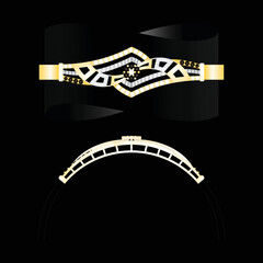 Illustration of jewelery Bangle designs with precious stones, Great for jewelry factories and jewelry stores
