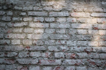 Grungy vintage brick wall background, Rustic abandoned wall