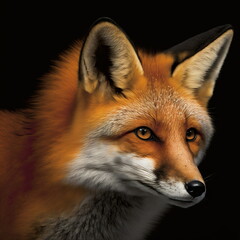 Red Fox Face Close Up Portrait - AI illustration 02
