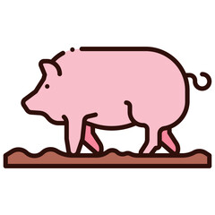 pig in mud illustration